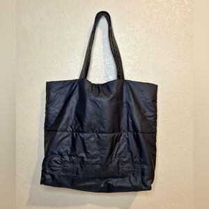 Calvin Klein Black Nylon Puffer Tote Bag with Magnetic Closer